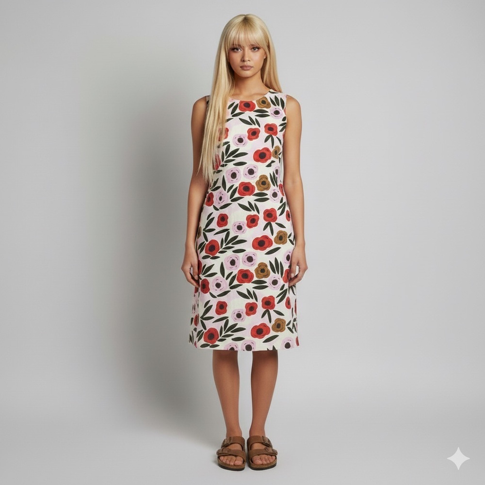 uniqlo x Marimekko Floral Cotton Poplin Midi Shift Dress - Small, NWTs!